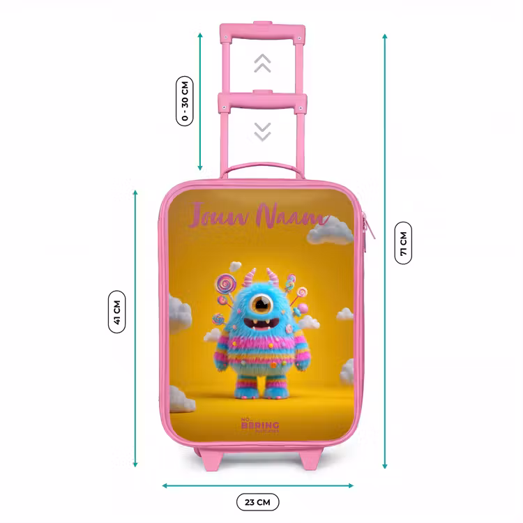 Kinderkoffer met naam - Roze - Snoep - Monster - Regenboog — 5