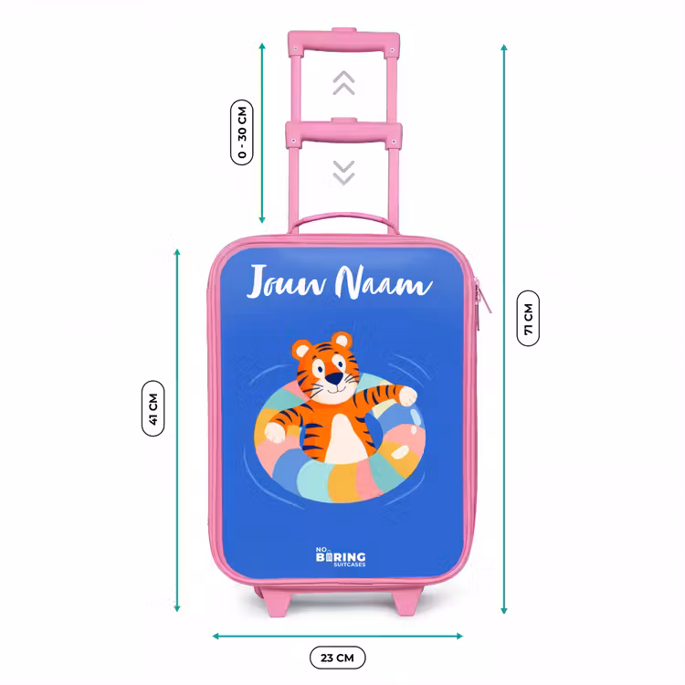 Kinderkoffer met naam - Roze - Tijger - Zwemband - Water — 5