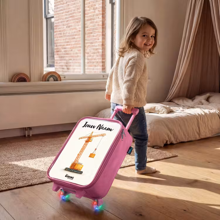 Kinderkoffer met naam - Roze - Torenkraan - Getekend - Oranje — 3
