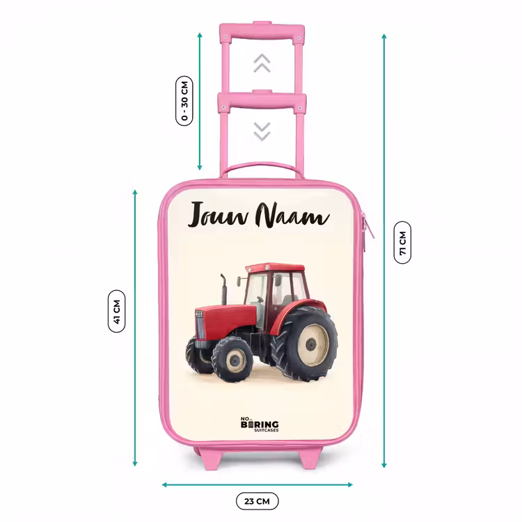 Kinderkoffer met naam - Roze - Tractor - Getekend - Rood — 5