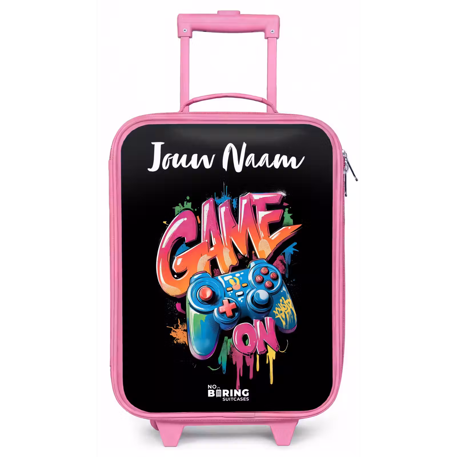 Kinderkoffer met naam - Roze - Controller - Game - Graffiti - Tekst — 1