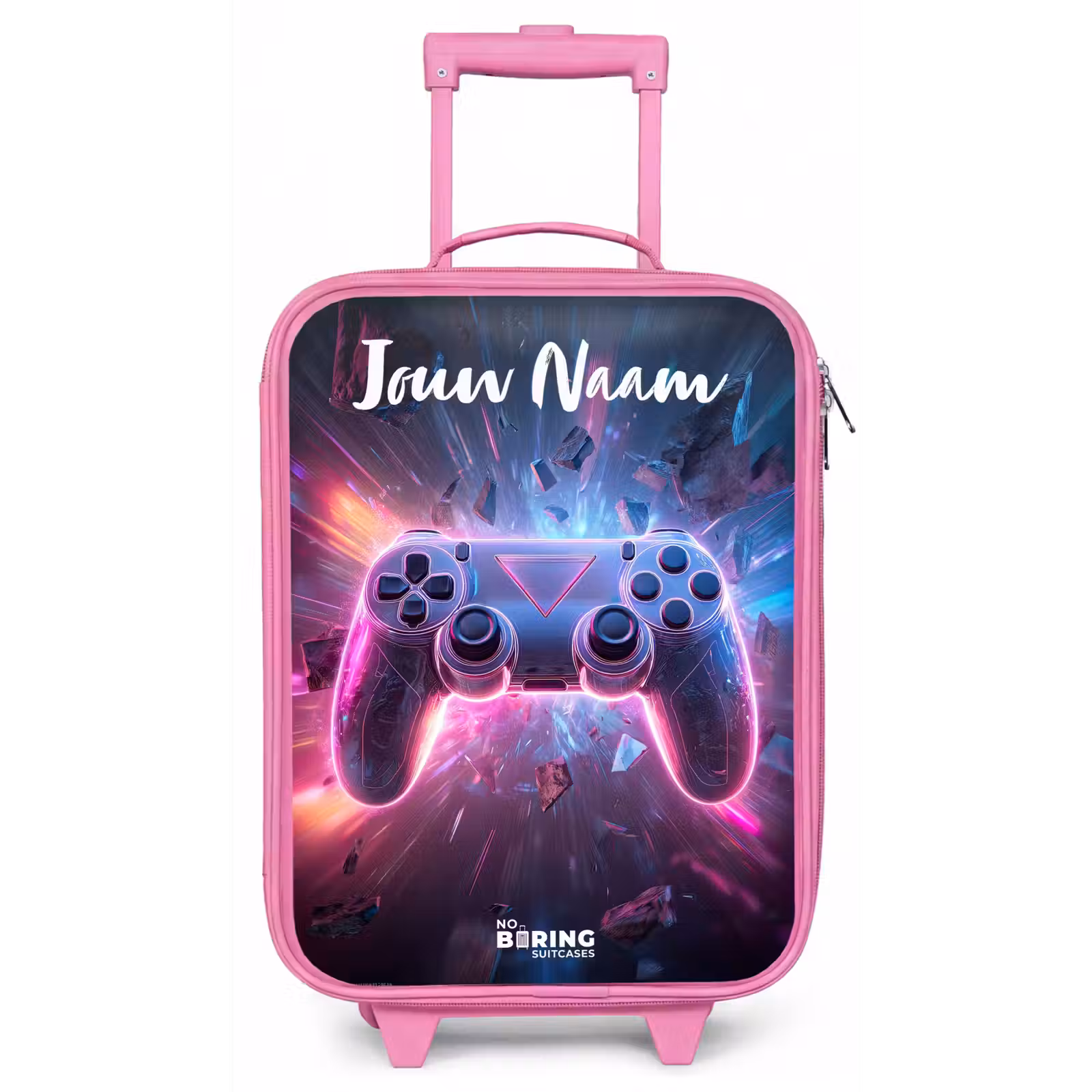 Kinderkoffer met naam - Roze - Controller - Neon - Game — 1