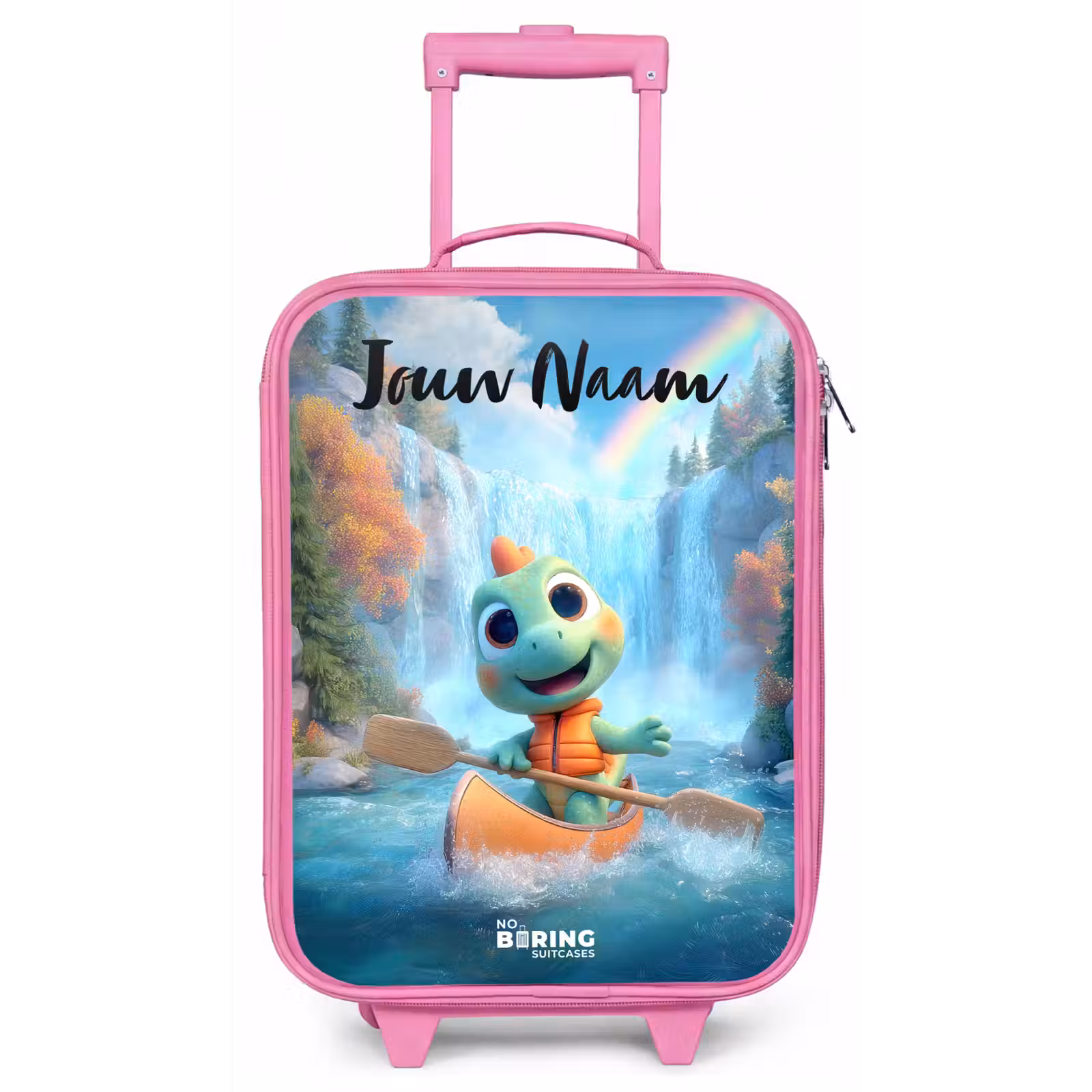 Kinderkoffer met naam - Roze - Dino - Natuur - Waterval — 1