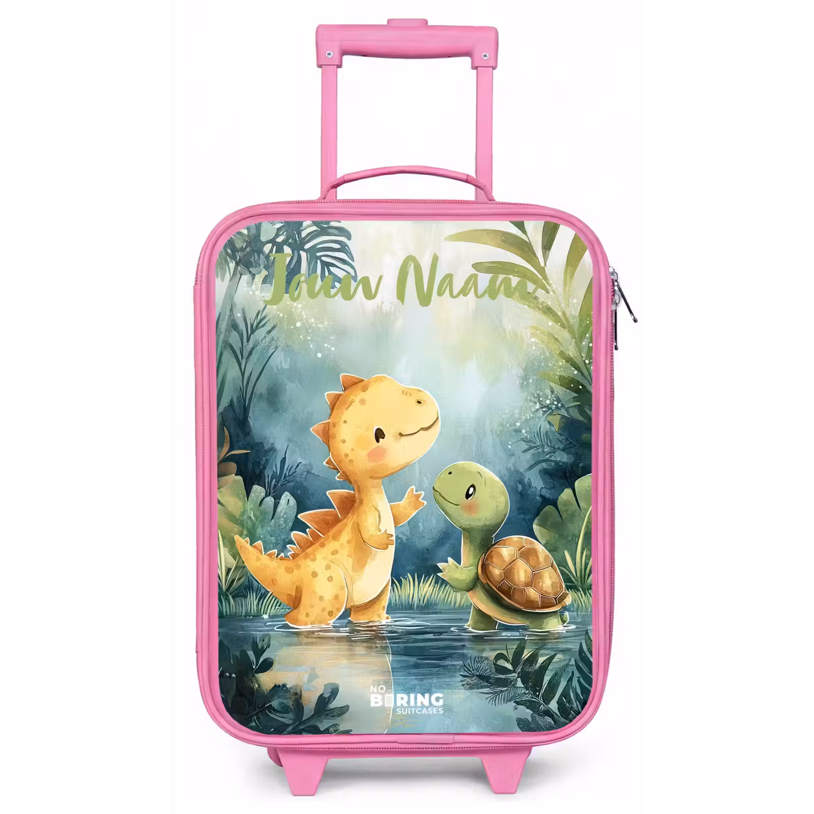 Kinderkoffer met naam - Roze - Dino - Schildpad - Jungle — 1