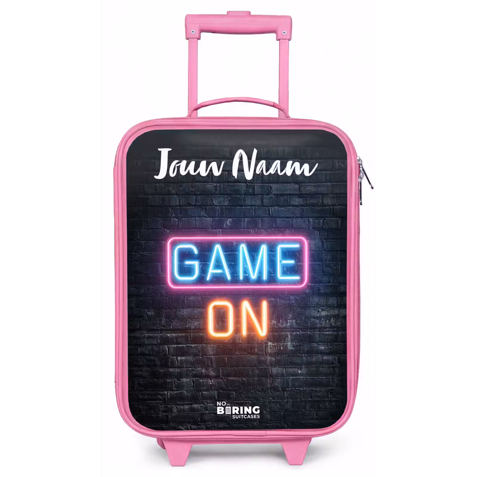 Kinderkoffer met naam - Roze - Game - Neon - Muur — 1