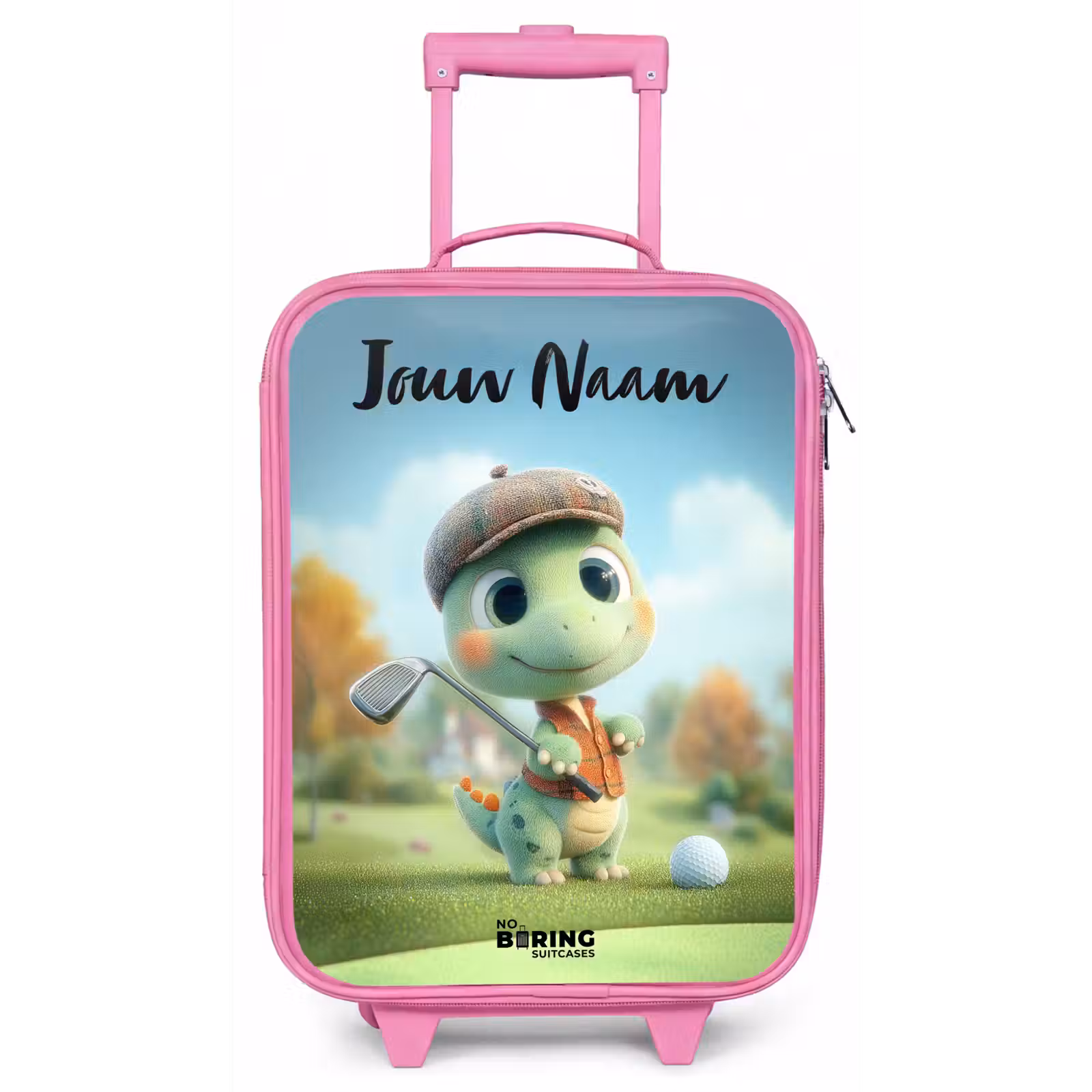 Kinderkoffer met naam - Roze - Golf - Dino - Groen — 1