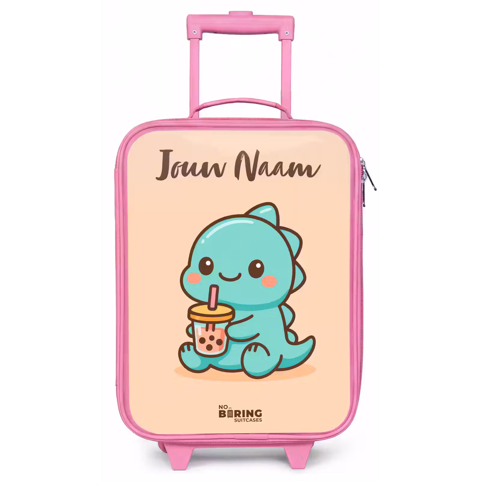 Kinderkoffer met naam - Roze - Kawai - Dino - Bubbletea — 1