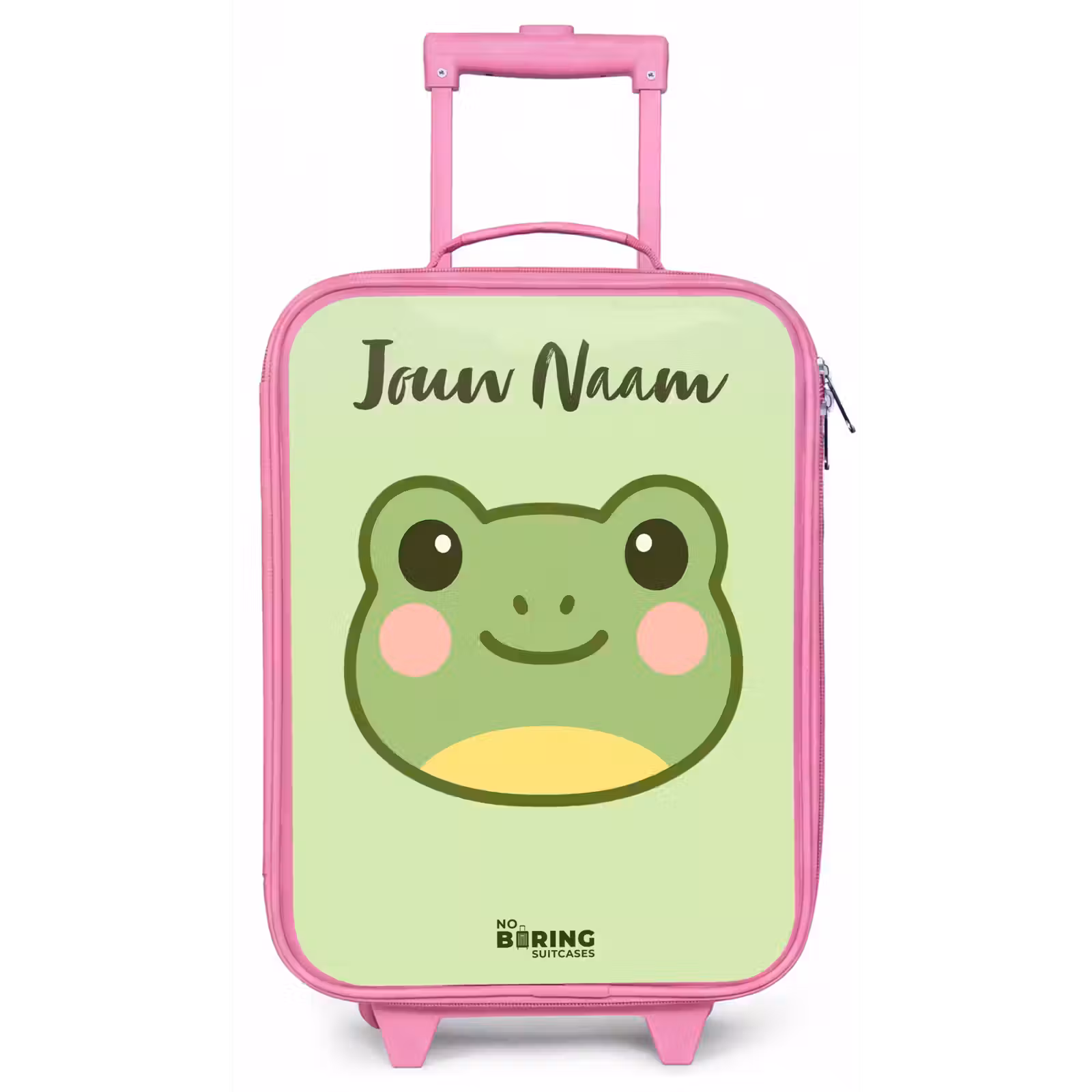 Kinderkoffer met naam - Roze - Kawai - Kikker - Groen — 1