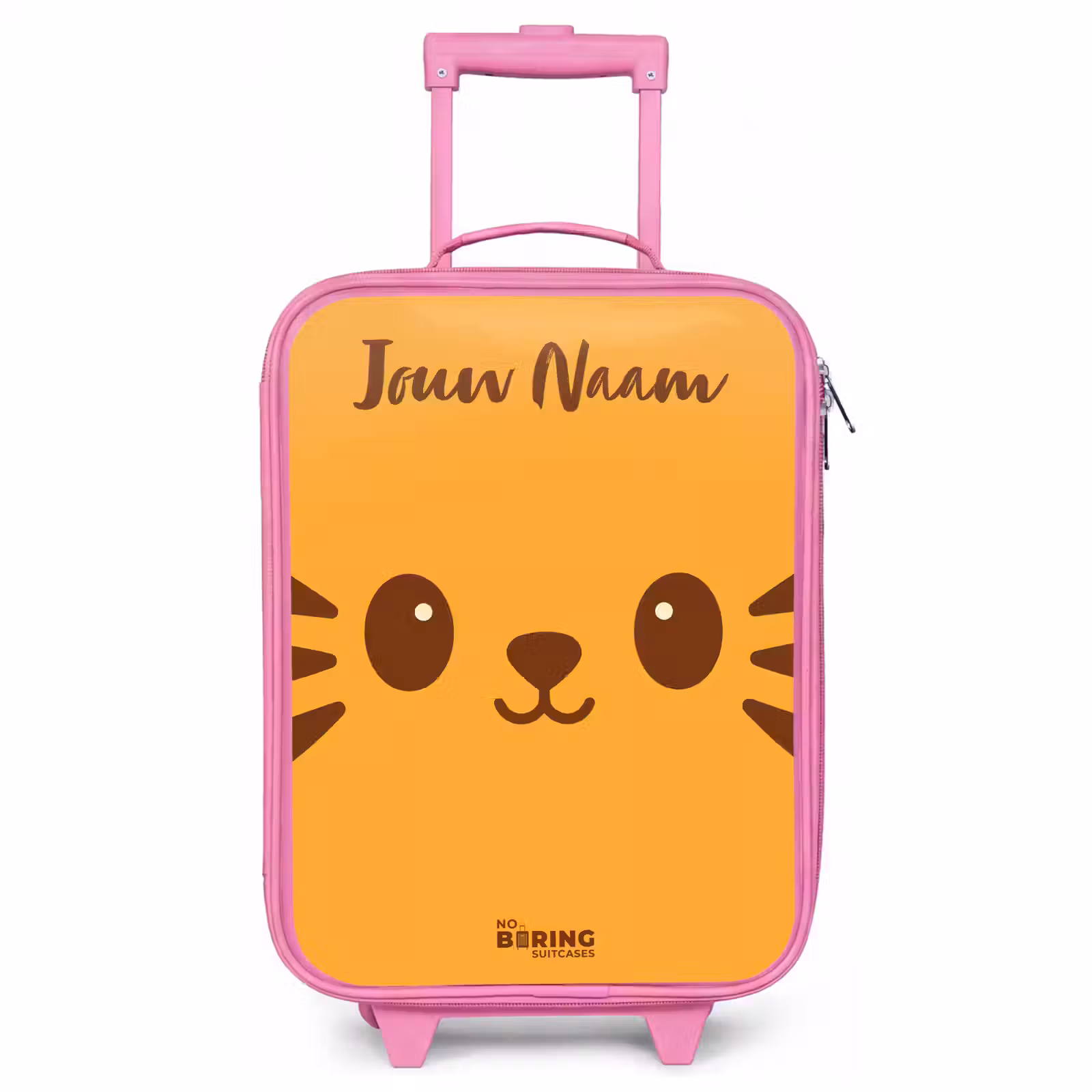 Kinderkoffer met naam - Roze - Kawai - Tijger - Oranje — 1
