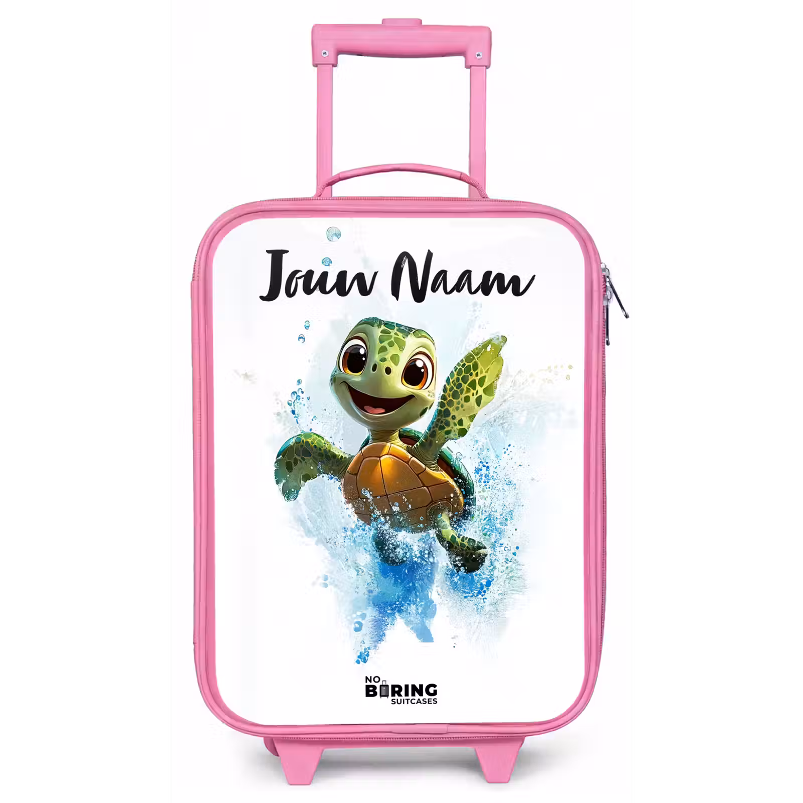 Kinderkoffer met naam - Roze - Schildpad - Water - Groen — 1