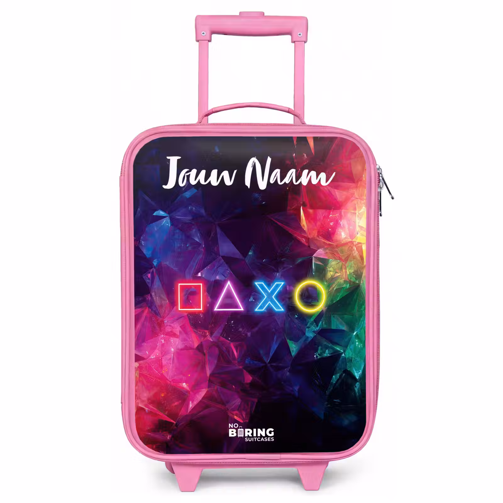 Kinderkoffer met naam - Roze - Symbolen - Game - Kleurrijk — 1
