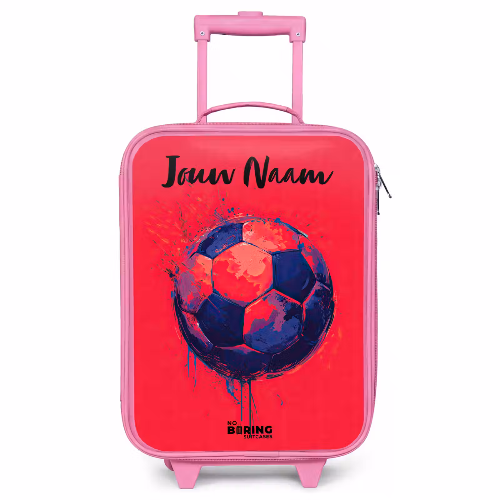Kinderkoffer met naam - Roze - Voetbalvibes - Verf - Blauw - Rood — 1