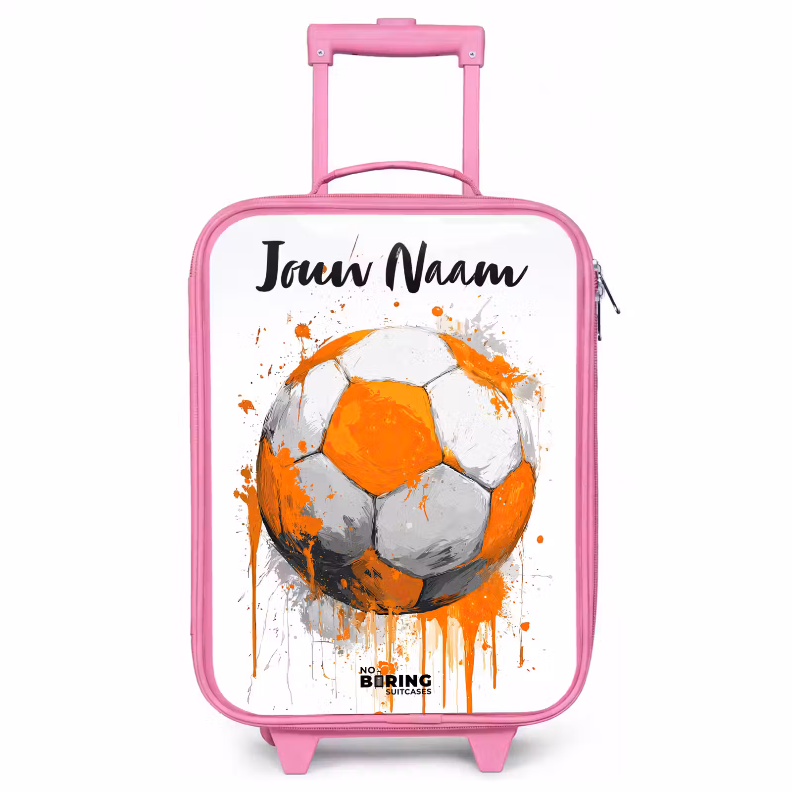 Kinderkoffer met naam - Roze - Voetbalvibes - Verf - Oranje — 1