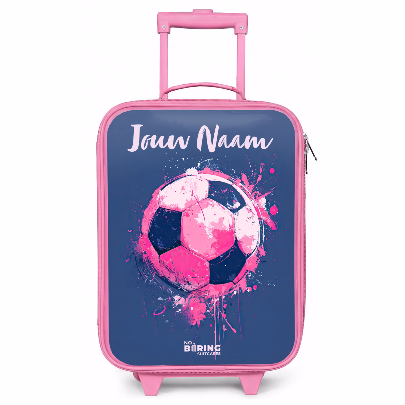 Kinderkoffer met naam - Roze - Voetbalvibes - Verf - Roze - Blauw — 1