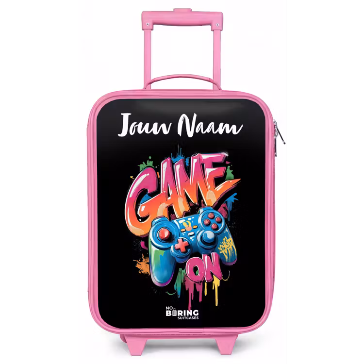 Kinderkoffer met naam - Roze - Controller - Game - Graffiti - Tekst — 1