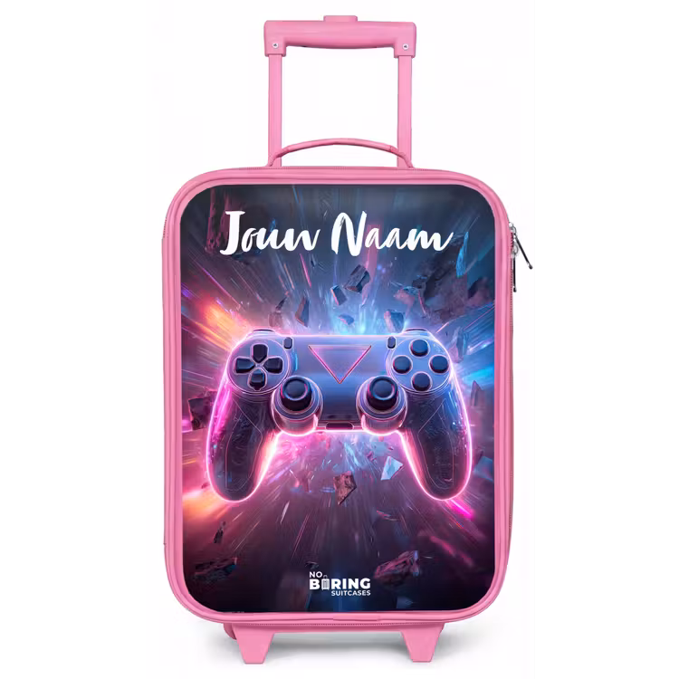 Kinderkoffer met naam - Roze - Controller - Neon - Game — 1