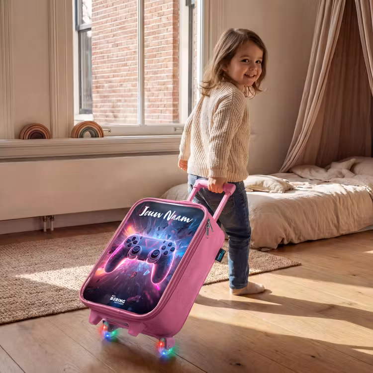 Kinderkoffer met naam - Roze - Controller - Neon - Game — 3