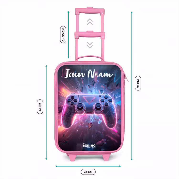 Kinderkoffer met naam - Roze - Controller - Neon - Game — 5