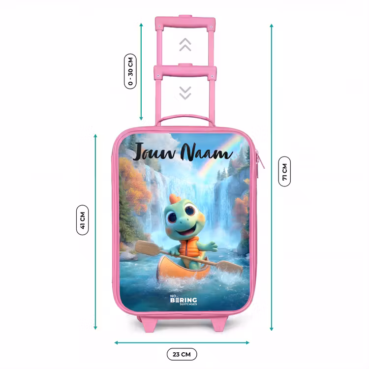 Kinderkoffer met naam - Roze - Dino - Natuur - Waterval — 5