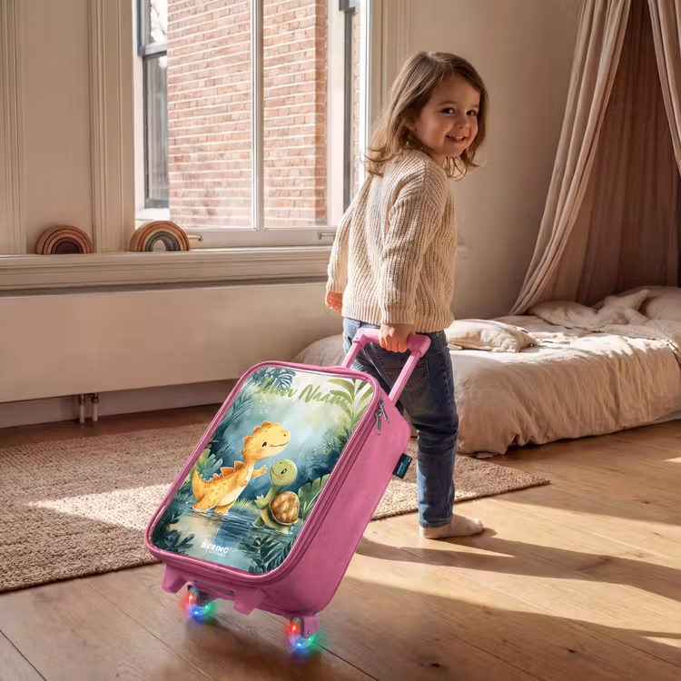 Kinderkoffer met naam - Roze - Dino - Schildpad - Jungle — 3