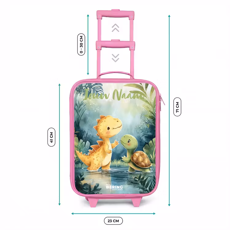 Kinderkoffer met naam - Roze - Dino - Schildpad - Jungle — 5