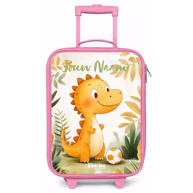 Kinderkoffer met naam - Roze - Dino - Voetbal - Oranje — 1