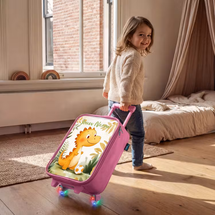 Kinderkoffer met naam - Roze - Dino - Voetbal - Oranje — 3