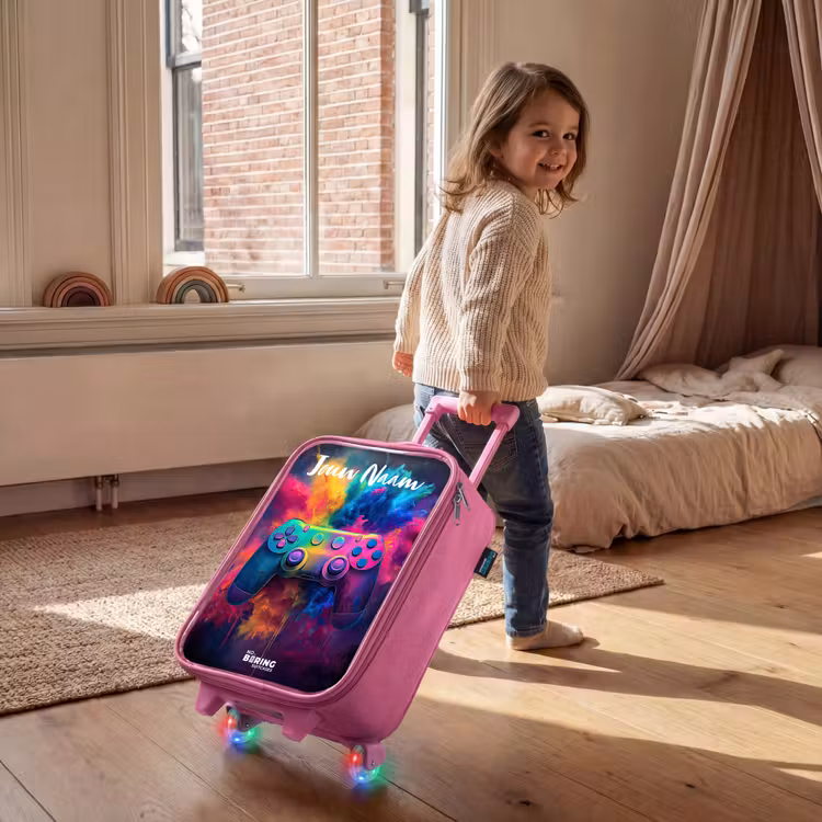 Kinderkoffer met naam - Roze - Game - Controller - Kleurrijk - Explosie — 3