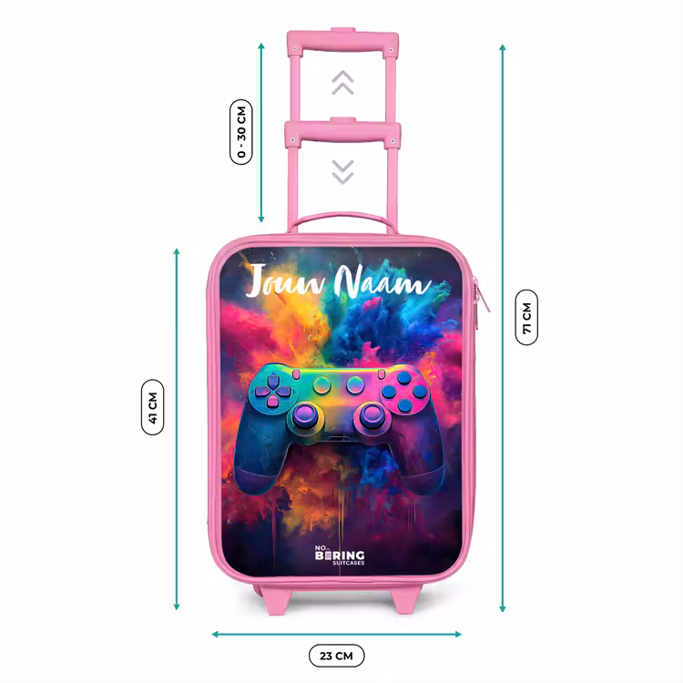 Kinderkoffer met naam - Roze - Game - Controller - Kleurrijk - Explosie — 5
