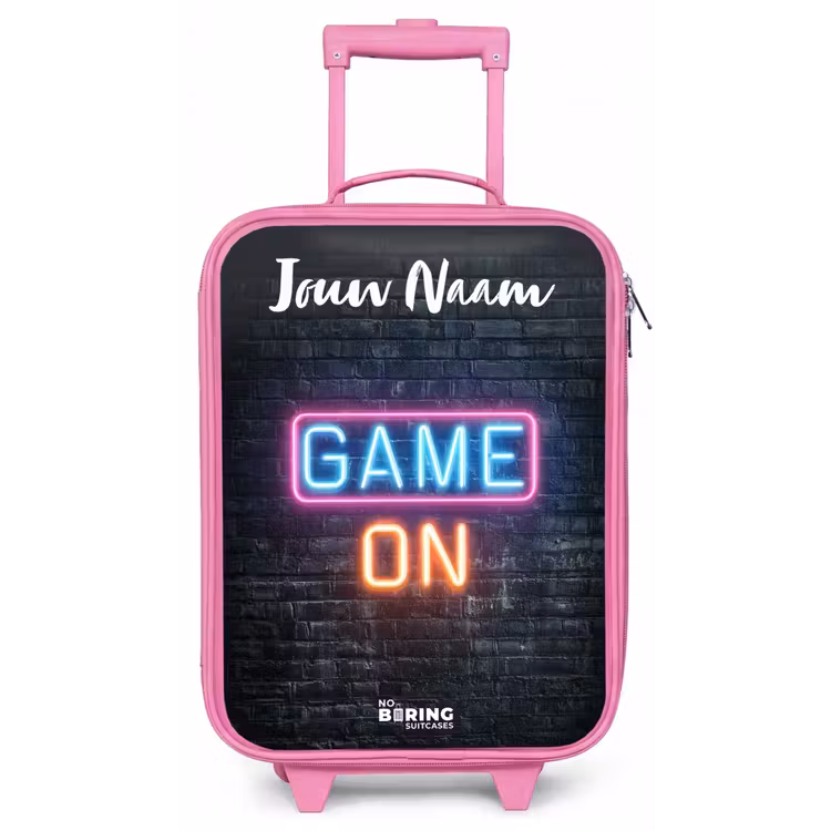 Kinderkoffer met naam - Roze - Game - Neon - Muur — 1