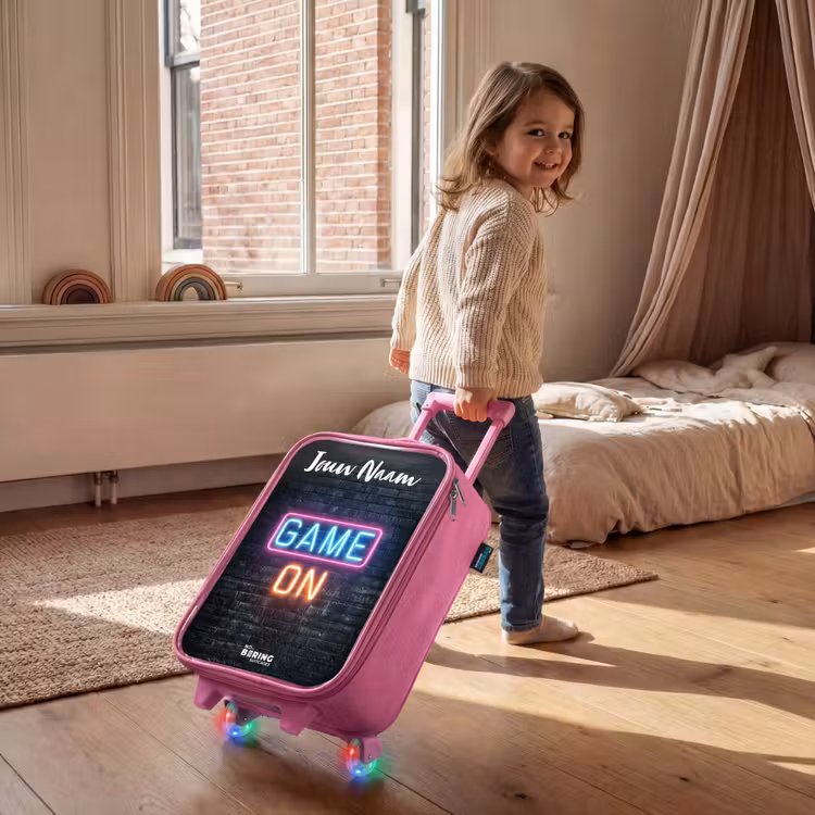 Kinderkoffer met naam - Roze - Game - Neon - Muur — 3