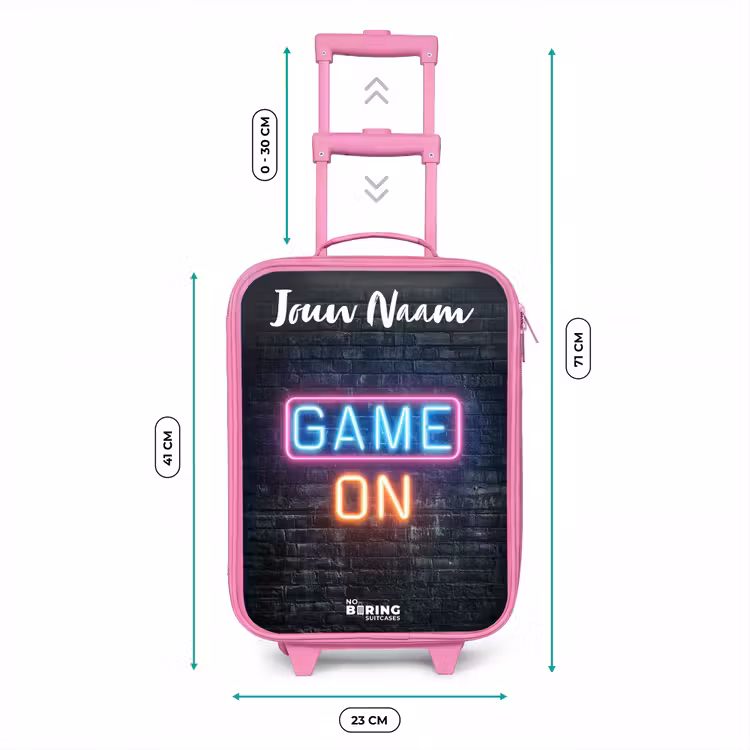 Kinderkoffer met naam - Roze - Game - Neon - Muur — 5