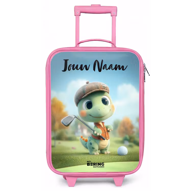 Kinderkoffer met naam - Roze - Golf - Dino - Groen — 1