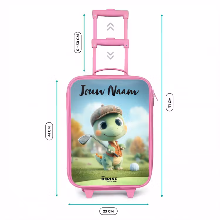 Kinderkoffer met naam - Roze - Golf - Dino - Groen — 5