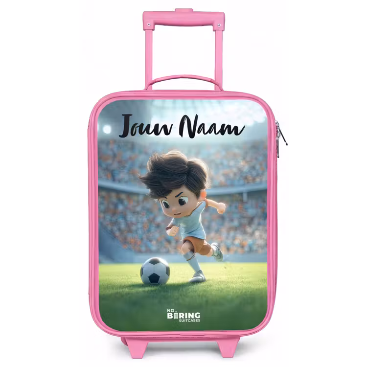 Kinderkoffer met naam - Roze - Jongen - Stadion - Voetbal - Zonlicht — 1
