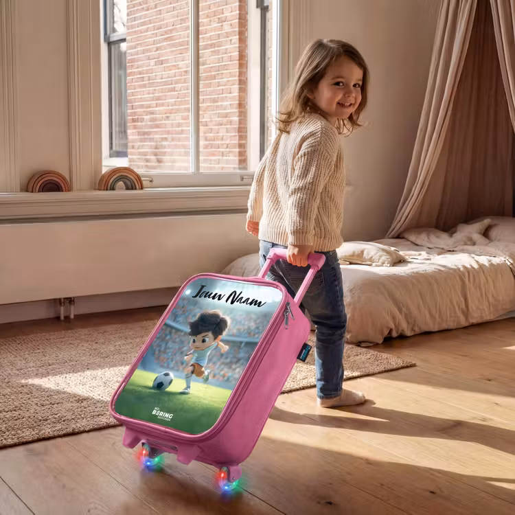Kinderkoffer met naam - Roze - Jongen - Stadion - Voetbal - Zonlicht — 3