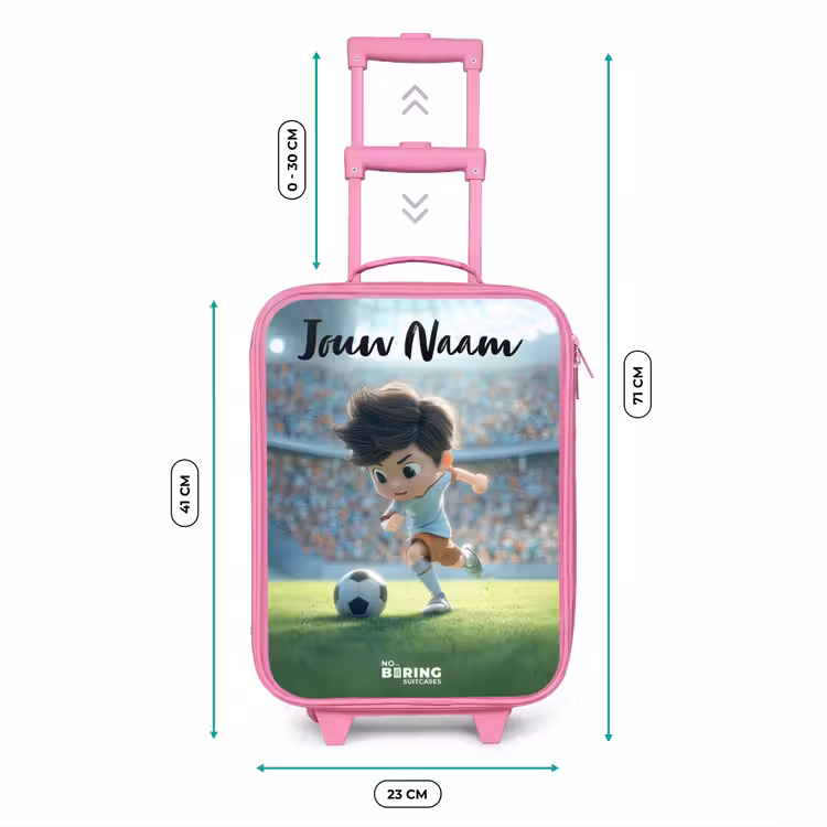 Kinderkoffer met naam - Roze - Jongen - Stadion - Voetbal - Zonlicht — 5