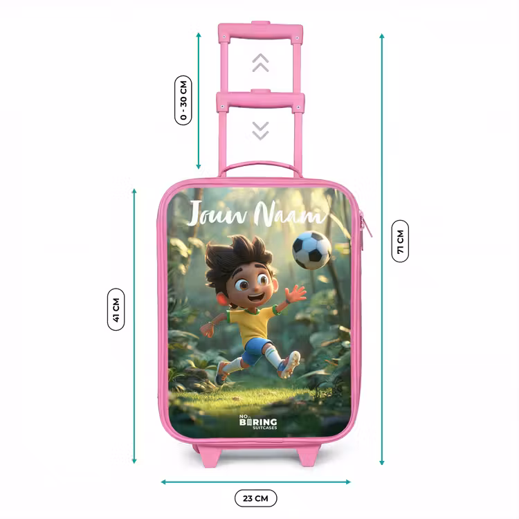 Kinderkoffer met naam - Roze - Jongen - Voetbal - Bos - Bomen — 5