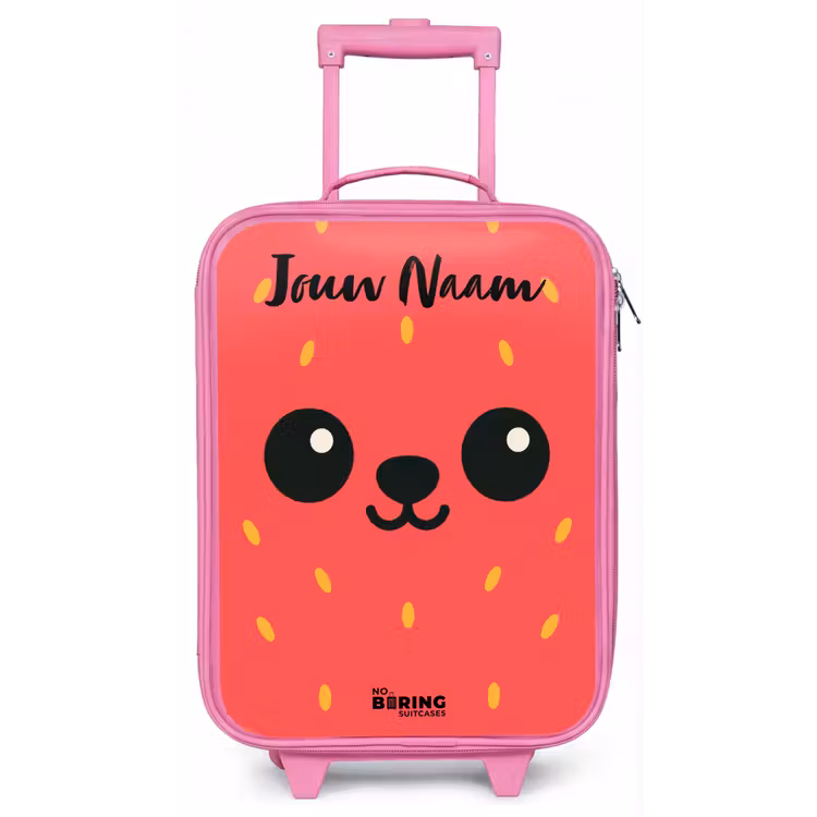 Kinderkoffer met naam - Roze - Kawai - Aardbei - Rood — 1