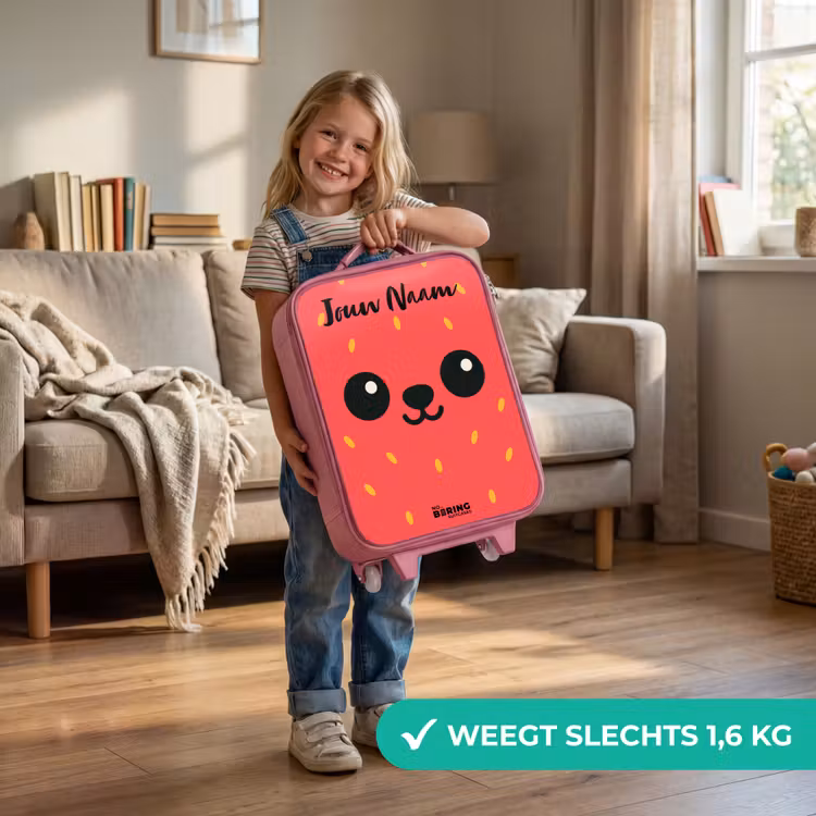 Kinderkoffer met naam - Roze - Kawai - Aardbei - Rood — 2