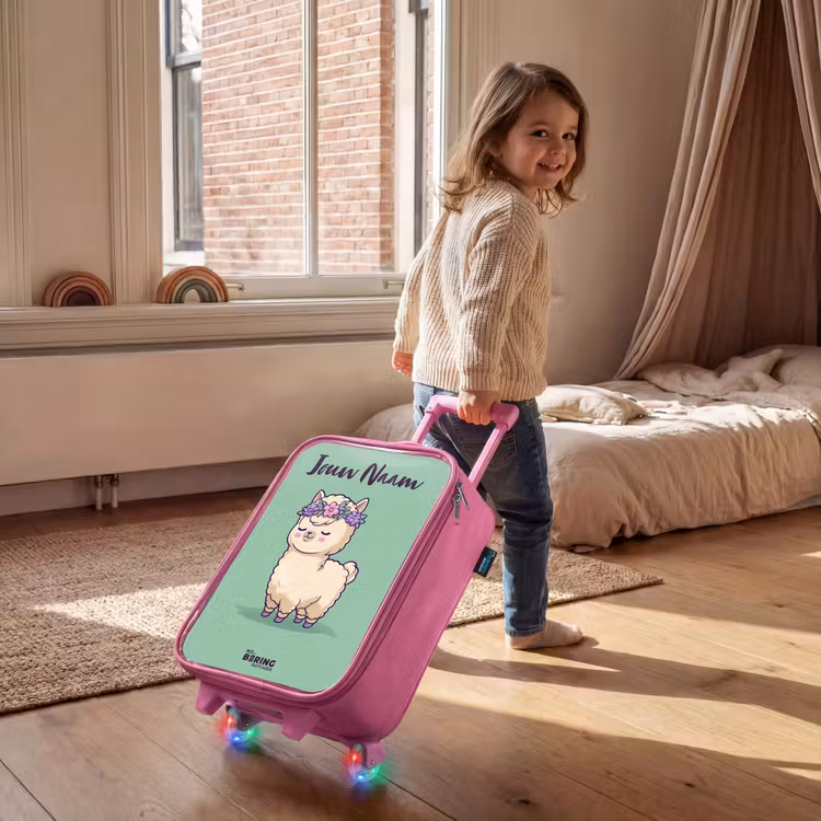 Kinderkoffer met naam - Roze - Kawai - Alpaca - Groen — 3
