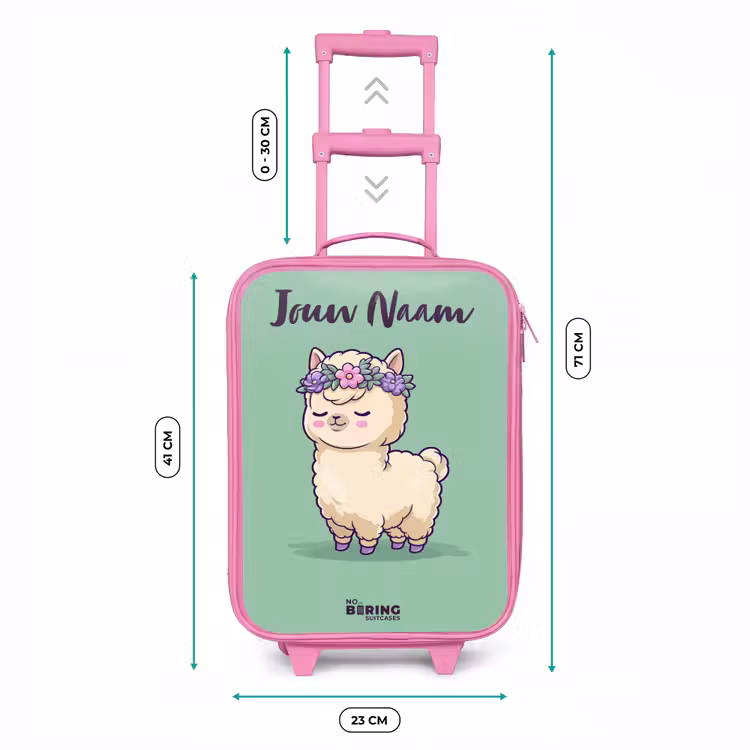 Kinderkoffer met naam - Roze - Kawai - Alpaca - Groen — 5