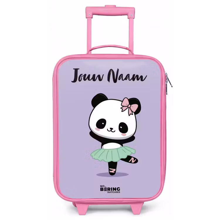 Kinderkoffer met naam - Roze - Kawai - Ballet - Panda — 1