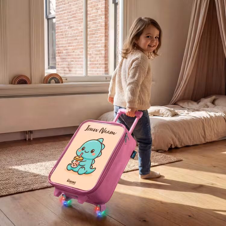 Kinderkoffer met naam - Roze - Kawai - Dino - Bubbletea — 3