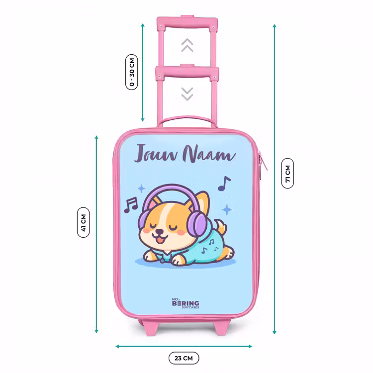 Kinderkoffer met naam - Roze - Kawai - Hond - Muziek — 5