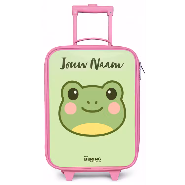 Kinderkoffer met naam - Roze - Kawai - Kikker - Groen — 1