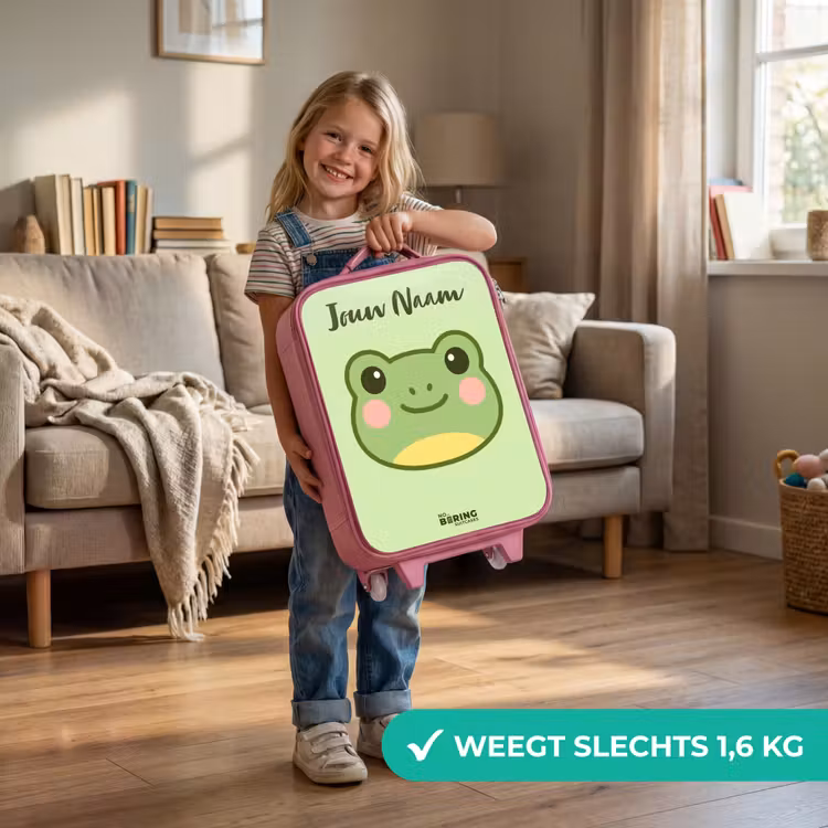 Kinderkoffer met naam - Roze - Kawai - Kikker - Groen — 2