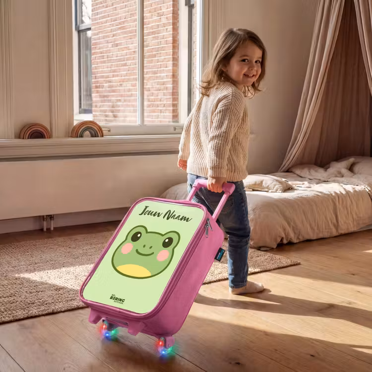 Kinderkoffer met naam - Roze - Kawai - Kikker - Groen — 3