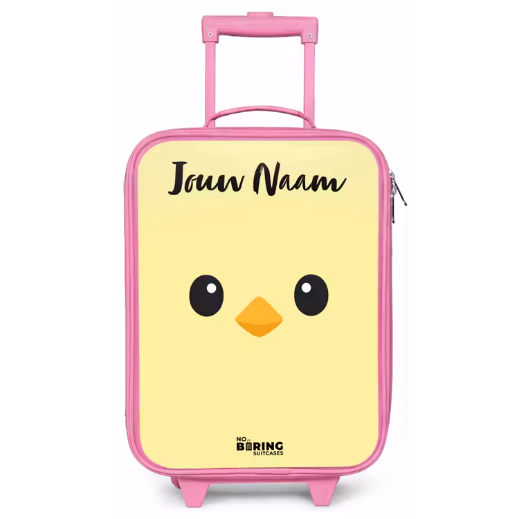 Kinderkoffer met naam - Roze - Kawai - Kuiken - Geel — 1