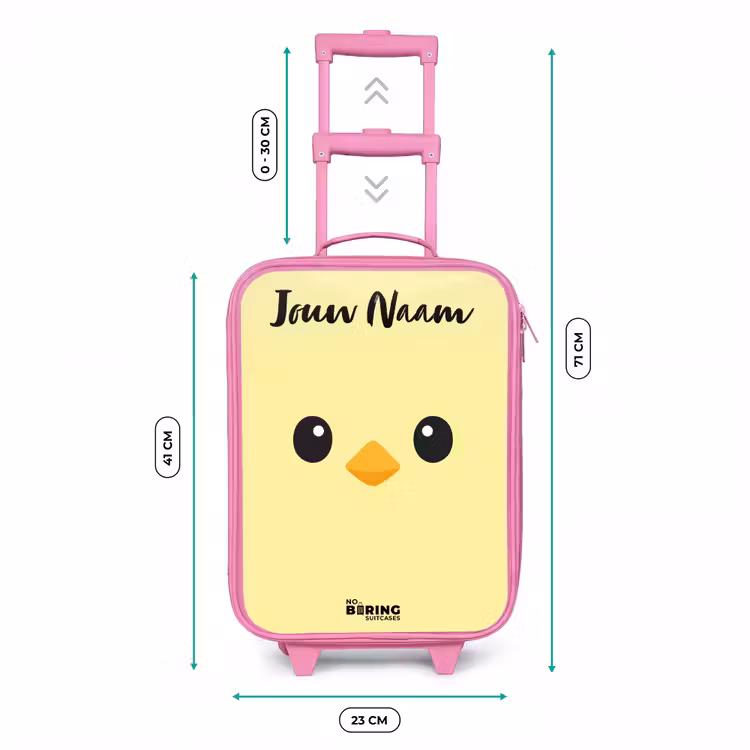 Kinderkoffer met naam - Roze - Kawai - Kuiken - Geel — 5